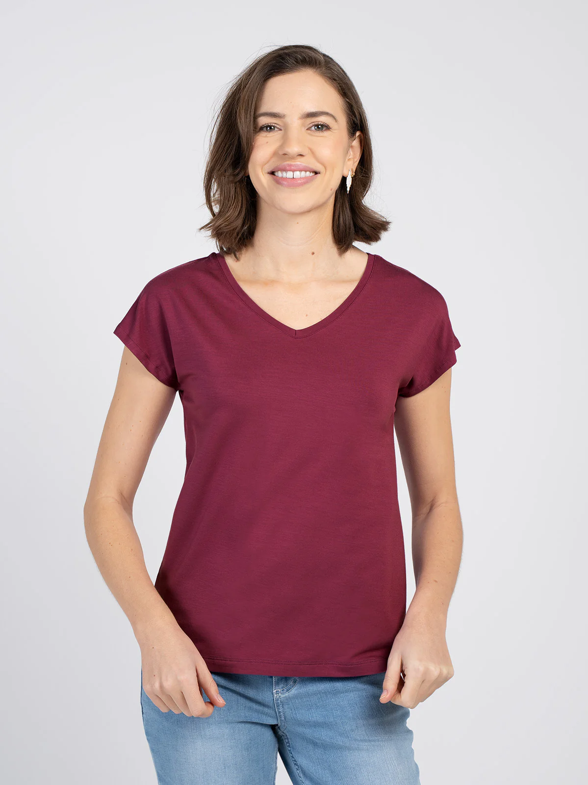 V Neck Short Sleeve Modal Top